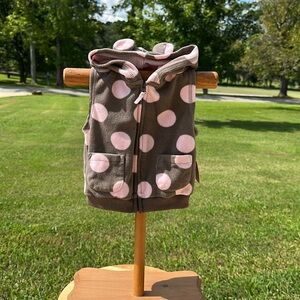 Carter’s Brown Hooded Vest With Pink Polka Dots